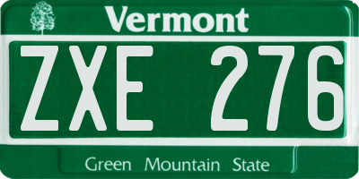 VT license plate ZXE276
