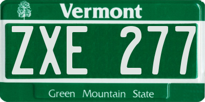 VT license plate ZXE277