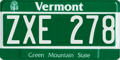 VT license plate ZXE278