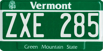 VT license plate ZXE285