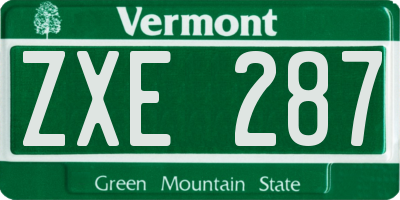 VT license plate ZXE287