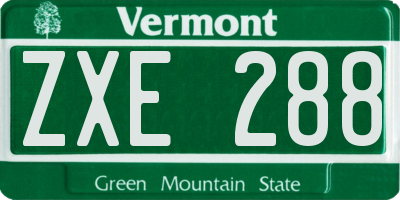VT license plate ZXE288