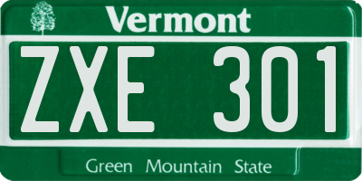 VT license plate ZXE301