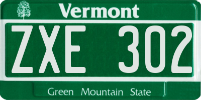 VT license plate ZXE302
