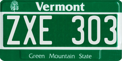 VT license plate ZXE303