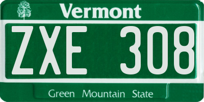 VT license plate ZXE308