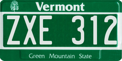VT license plate ZXE312