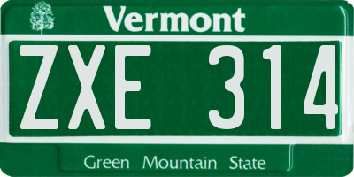 VT license plate ZXE314