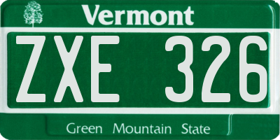 VT license plate ZXE326