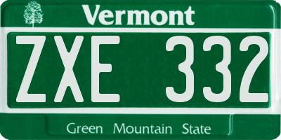 VT license plate ZXE332