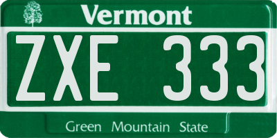 VT license plate ZXE333