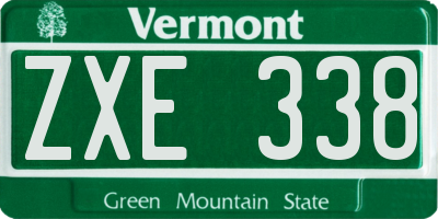 VT license plate ZXE338