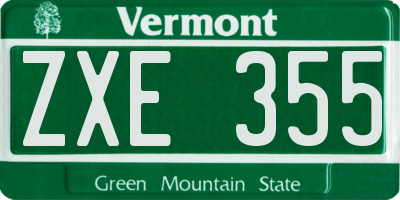VT license plate ZXE355