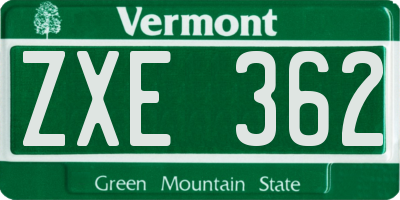 VT license plate ZXE362