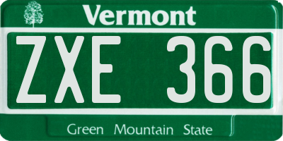 VT license plate ZXE366