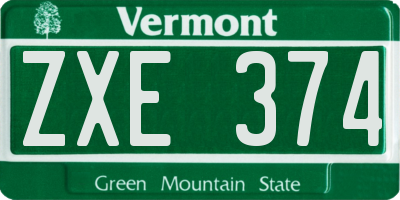 VT license plate ZXE374