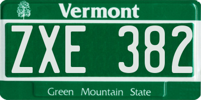 VT license plate ZXE382