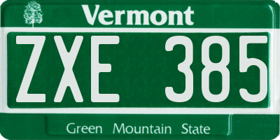 VT license plate ZXE385