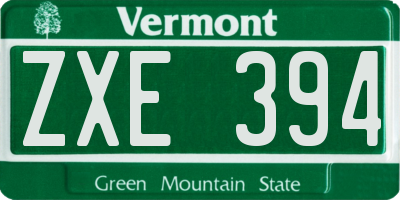 VT license plate ZXE394
