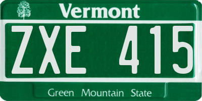 VT license plate ZXE415