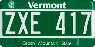 VT license plate ZXE417