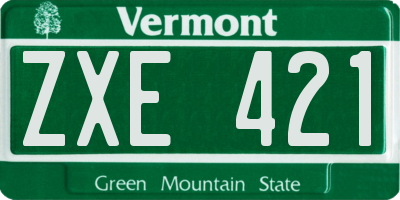 VT license plate ZXE421