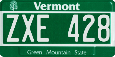 VT license plate ZXE428