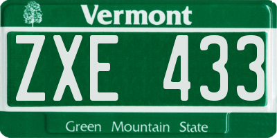 VT license plate ZXE433
