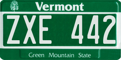 VT license plate ZXE442