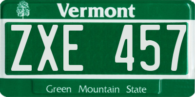 VT license plate ZXE457