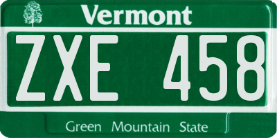 VT license plate ZXE458