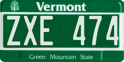 VT license plate ZXE474