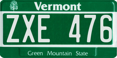 VT license plate ZXE476