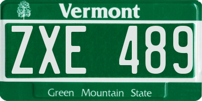 VT license plate ZXE489