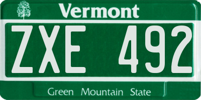VT license plate ZXE492