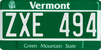 VT license plate ZXE494