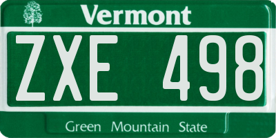 VT license plate ZXE498