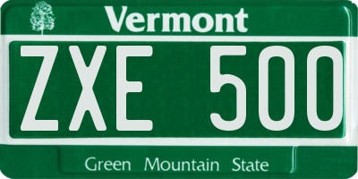 VT license plate ZXE500
