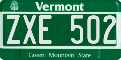 VT license plate ZXE502
