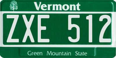 VT license plate ZXE512