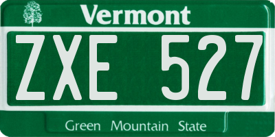 VT license plate ZXE527