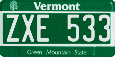 VT license plate ZXE533