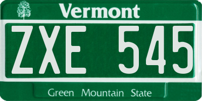 VT license plate ZXE545