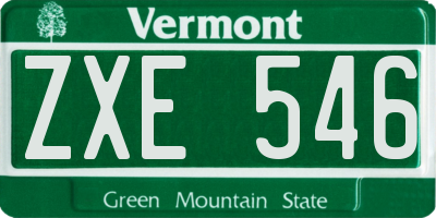VT license plate ZXE546