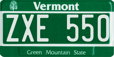 VT license plate ZXE550
