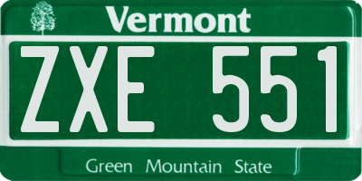 VT license plate ZXE551