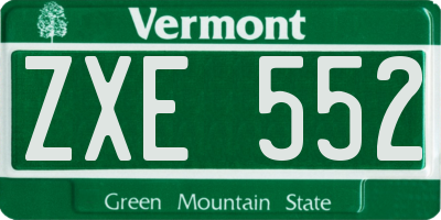 VT license plate ZXE552