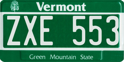 VT license plate ZXE553