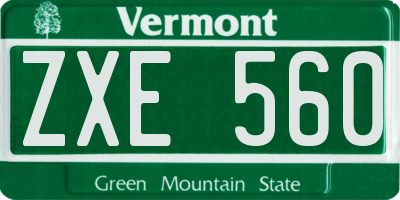 VT license plate ZXE560