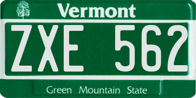 VT license plate ZXE562